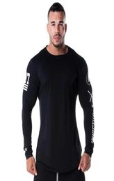 Men Skinny Long sleeve Shirts Spring Casual Fashion Printed TShirt Male Gyms Fitness Black Tee shirt Tops Brand Clothing9066187