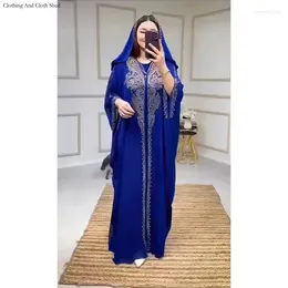 Ethnic Clothing Elegant Fashionable Chiffon Long Charm Abayas Kaftan Dress Islamic Diamond Decoration Ramadan Muslim Women's Robe