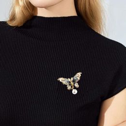 Brooches Fashion Women Butterfly Pins Rhinestone Enamel Pearl Insect Pin Jewellery