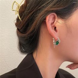 Stud Earrings WEIYUE S925 Sterling Silver Zircon Hit Colour Chain Ins Women's High-end Green Ear Buckle Birthday Party Gift