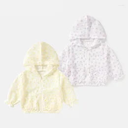 Jackets Summer Casual Lightweight Kids Cute Floral Sun Outfit Suit Tops Baby Girls Cotton Hooded Zip Coats Children Outerwear 2-10 Years