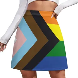 Skirts Progress Rainbow Pride Flag Mini Skirt Women Kawaii