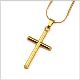 Mens Charm Cross Pendant Chokers Necklaces Fashion Hip Hop Jewellery 18K Gold Plated 45cm Long Chain Punk Trendy Necklace Men Gift 314G