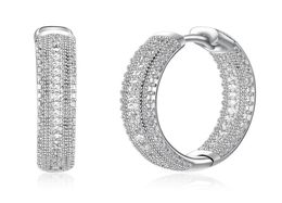High quality silver plated hoop earrings whtie cz Jewellery classic jewellery fast round women earring9280084