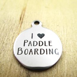 Pendant Necklaces 20pcs/lot-I Paddle Boarding Stainless Steel Charms - Laser Engraved Customised DIY Pendants