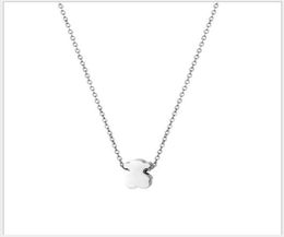 European and American titanium steel bear necklace female stainless steel Jewellery cute bear animal pendant necklace10463386050