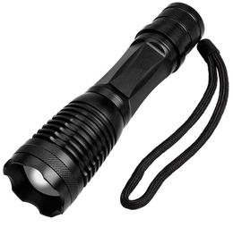 LED Flashlight Torch -T6 3800LM Portable Self Defense Tactical Rifle Flashlights Battery Prowered Camping Hiking Torch Lamp2808746