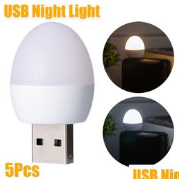 Garden Decorations New 5Pcs Mini Led Night Light Portable Usb Plug Lamp Power Bank Computer Charging Book Lights Eye Protection Readin Dhvyp