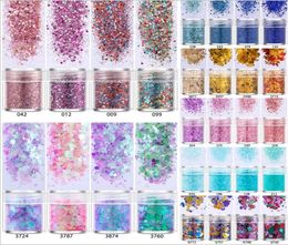 40 styles 10mljar 3D Nail Art Sequins nailpolish Glitter Powder makeup Decorations Holographic Effect6646884
