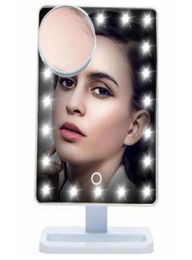 Adjustable Vanity Tabletop Lamp 20 LEDs Lighted LED Touch Sn Mirror Makeup Portable Mirror Luminous 180 Rotating Mirror9072189