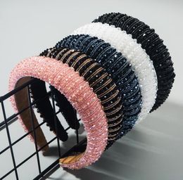 New Fashion Headband For Women Thick Sponge Hairband Handmade Rhinestone Twine Hair Band Baroque Hair Accessories Adult4589602
