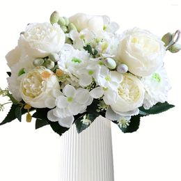 Decorative Flowers 1PC Artificial Rose Bouquet Silk Vase Home Decor Garden Wedding Fake Plants Christmas Garland Diy