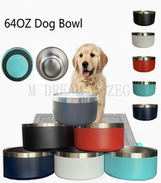 Dog Bowl 64oz 1800ml 304 Stainless Steel Feeders Pet Feeding Feeder Water Food Station Solution Puppy Supplies9820624