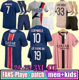 24 25 Maillot MBAPPE Soccer Jerseys Kids Kit Player Version Training Pre Match 2024 2025 Maglia Paris Home Away Football Shirt HAKIMI FABIAN VITINHA O DEMBELE
