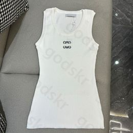 Sexy Summer Knitted Tank Tops Women Stylish Simple Thin Round Neck Vest Embroidery Sleeveless Crop Tops