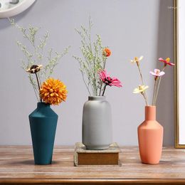 Vases Nordic Ceramic Vase Accessories Home Livingroom Table Dried Flower Figurines Decoration Office Desktop Arrangement Crafts