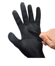 Highstrength Anti Cut Resistant Safety Gloves Grade Level 5 Protection Kitchen for Fish Meat Cutting Black Steel Wire Metal Mesh 4686426