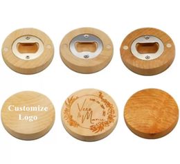 Can Customise Blanks Openers DIY Engraving logo Wood Round Bottle Opener Coaster Fridge refrigerator Magnet Decoration FY3882 04208925234