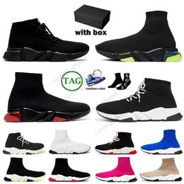 Fashion Designer shoes Socks Casual Platform Mens Knit Speed 2.0 1.0 Graffiti Clear Trainer Runner Sneaker Sock Shoe Womens Sneakers Paris Speeds Mesh Tennis Loafers