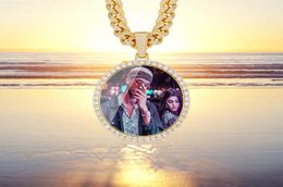 New Oversize Big Round Custom Picture Pendant Necklace Personality Men039s Hip Hop Jewelry Exaggeration Rap Style Cubic Zirconi9849958903