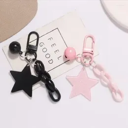 Keychains Fashion Acrylic Pentagram Bell Keychain Geometry Glitter Powder Accessories For Women Birthday Party Gift