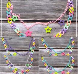 colorful acrylic Pentagram tiaodi Tuku girl cute New sweet macaroni pants waist chain4924651