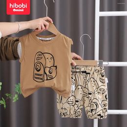 Clothing Sets Hibobi 2-Piece Set Children's Clothes Baby Cartoon Casual Shorts Summer Thin Printed Sleeveless Round Neck Vest T-Shirt