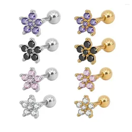Stud Earrings 1pcs Zircon Flower Cartilage Earring Stainless Steel Cute Tragus Ear Piercing Body Jewellery