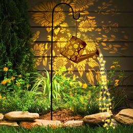 ANYTALK Watering Can with Lights, Hanging Waterfall Outdoor Decorations, Waterproof Solar Garden Lights for Yard Porch Backyard Lawn Pathway Landscape Walkway