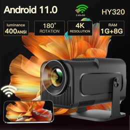 Projectors LYNCAST Android 11 Projector HY320 1920 * 1080P 4K Wifi6 400ANSI 1+8G Storage BT5.0 Home Theatre Teaching Portable Upgrade Project J240509