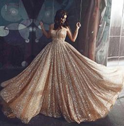 Sparkly Rose Gold Sequined off Shoulder Prom Dresses Luxury High Side Split Evening Gown With Detachable Train Long Formal Party G4474901