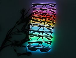 LED EL Wire Glasses Light Up Glow Sunglasses Eyewear Shades Rave Costume Party DJ Bright Sunglasses Nightclub Party LED Flashing G6386666