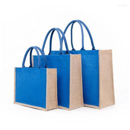 Shopping Bags Jute Burlap Tote Large Reusable Grocery With Handles Women Bag Beach Travel Storage Organizer