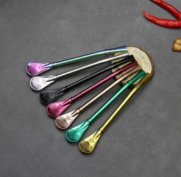 7 Colors Reusable Stainless Steel Drinking Straws Yerba Mates Tea Strainer Drinking Straws Filtered Spoon Straw Drinking Straw5385113
