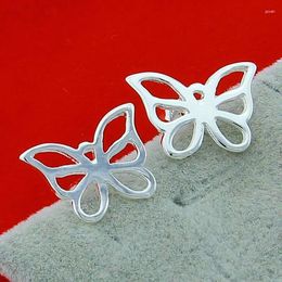 Stud Earrings 925 Sterling Silver Hollow Butterfly For Women Wedding Party Gift Accessories Fashion Jewellery