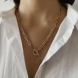 Chains Zalman OT Clasp Chain Necklaces Mixed Linked Circle For Women Minimalist Choker Stainless Steel Fashion Jewellery