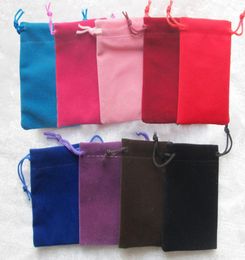 100Pcs Pink Velour Velvet Bag Jewellery Pouch 7X9 cm Gift Wrap Bags High Quality Multi Colours Blue Black Red2414657