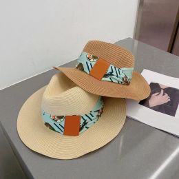 Wide Brim Cap Straw Hat Ladies Summer Bucket Hats Outing Sunscreen Sunshade Retro Leisure All-match Top Head Circumference 57cm 245103BF