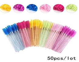 False Eyelashes Eyelash Brushes 50pcs Extension Supplies Disposable Lash Microbrushes Spoolie Mini Mascara Wands Brush Makeup Tool9831527