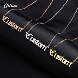 Old English Nameplate Necklace Gold Color Choker Stainless Steel Personalized Name Necklaces & Pendants Romantic Gift Y200810 308t