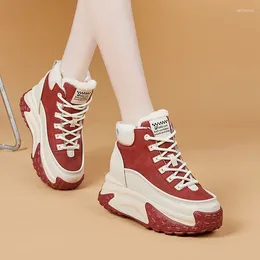 Casual Shoes Thick-soled Daddy Women Spring And Autumn Of 2024 The Joker Plus Velvet Sports Leisure Keep Warm Increase