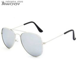 Sunglasses Beauty Fashion Childrens Aviation Pilot Baby 100% UV Protection Oculos De Sol UV400 Q240410