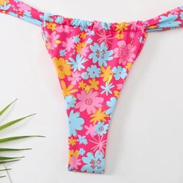 Women's Swimwear Sexy Printed Bikini Set With Floral Print V-neck High Waist For Women Summer