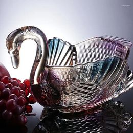 Plates Light Luxury Swan Crystal Glass Fruit Plate Upscale Living Room Snack Creative Home Specialty
