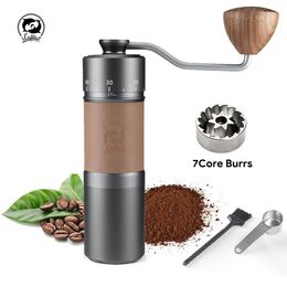 iCafilas Upgrade Manual Coffee Grinder Professional 420 Stainless Steel 7 Core Burrs Beans Handmade Tools 240509
