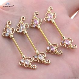 Nipple Rings 2 pieces/batch 14G hot pink white Bijoux flower barbell Nipple perforated Nipple ring spiral perforated Pircing sexy private jewelry Y240510