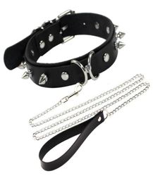Chokers 2022 Gothic Punk Spike Rivet Sexy Necklace Chain Neck Alter Metal PU Leather Collar Traction Rope Bondage1945017