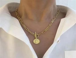 Chokers Vintage Beauty Head Necklace Multi Chains Necklaces For Women Coin Pendant Gold Fashion Jewelry8464602