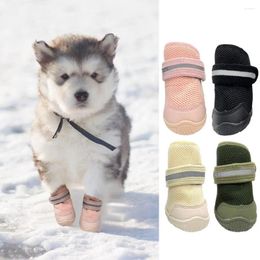 Dog Apparel 4Pcs Anti-slip Pet Shoes Fastener Tape Closure Puppy Sneakers Washable Feet Protection Waterproof Accessories