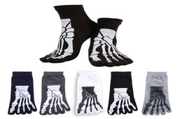 New Whole5 Colours Punk Rock Men039s 3D Print Terror Skeleton Toe Socks Hip Hop Scary Skull Five Finger Odd Sox Bone Male S2975848